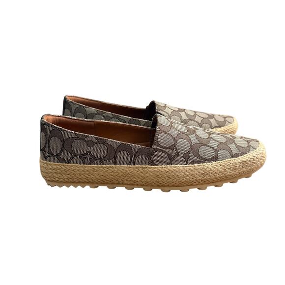 NWT COACH Men's Signature Jacquard Espadrille Oak Size 9 - Picture 1 of 7